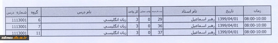برنامه امتحانی
استاد رهبر